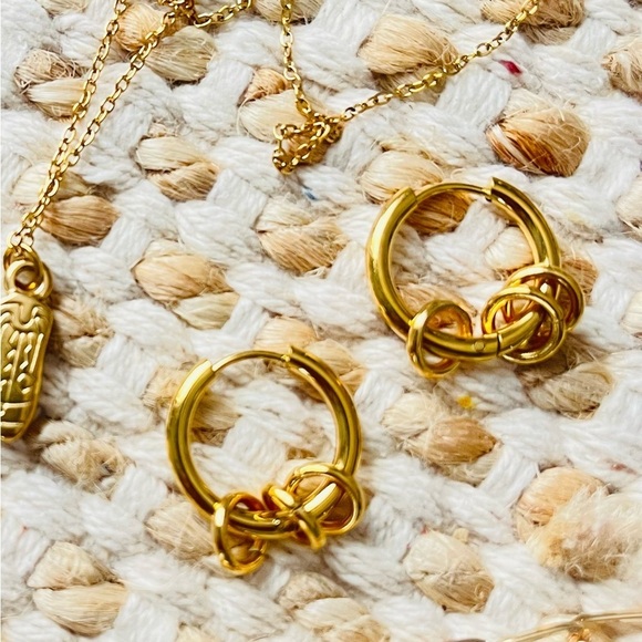 Anthropologie Gold ring Hoop Earrings - Picture 4 of 4